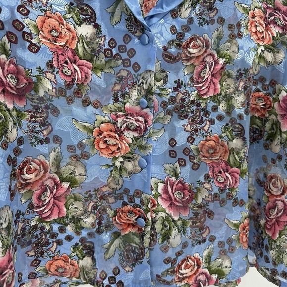 Victoria's Secret Vintage Gold Label Floral Semi-Sheer Pajama Top SZ M - Picture 5 of 7